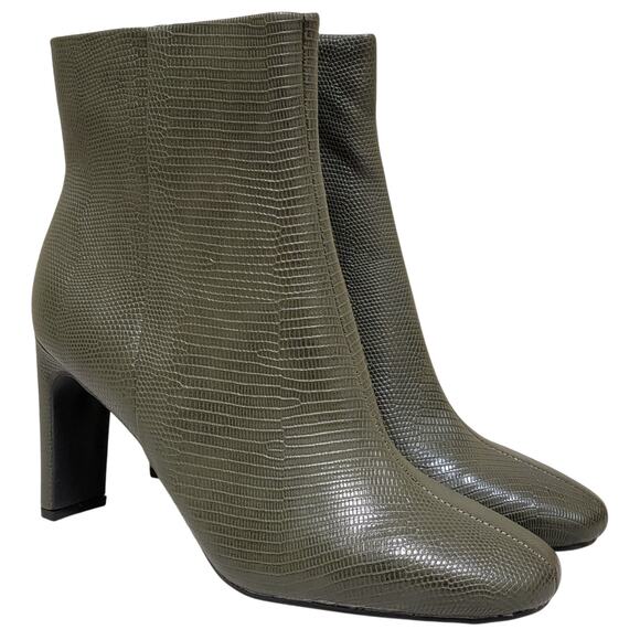 Journee Collection Women Sarla Ankle Booties Sz US 12M Olive Green Reptile Print - Picture 2 of 4